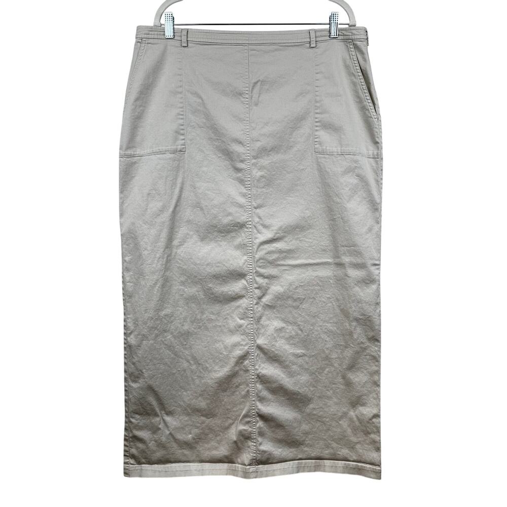 Eddie Bauer Khaki Maxi Skirt Pockets Modest Light Tan Women's 20T Tall Cotton